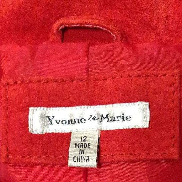 Yvonne La Marie Red Suede Leather Full Zip Jacket Women's SIZE 12 - Picture 3 of 7